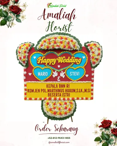 Karangan Papan Bunga Pernikahan di Cipeundeuy